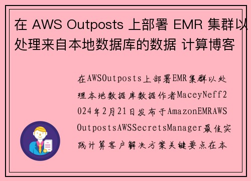 在 AWS Outposts 上部署 EMR 集群以处理来自本地数据库的数据 计算博客